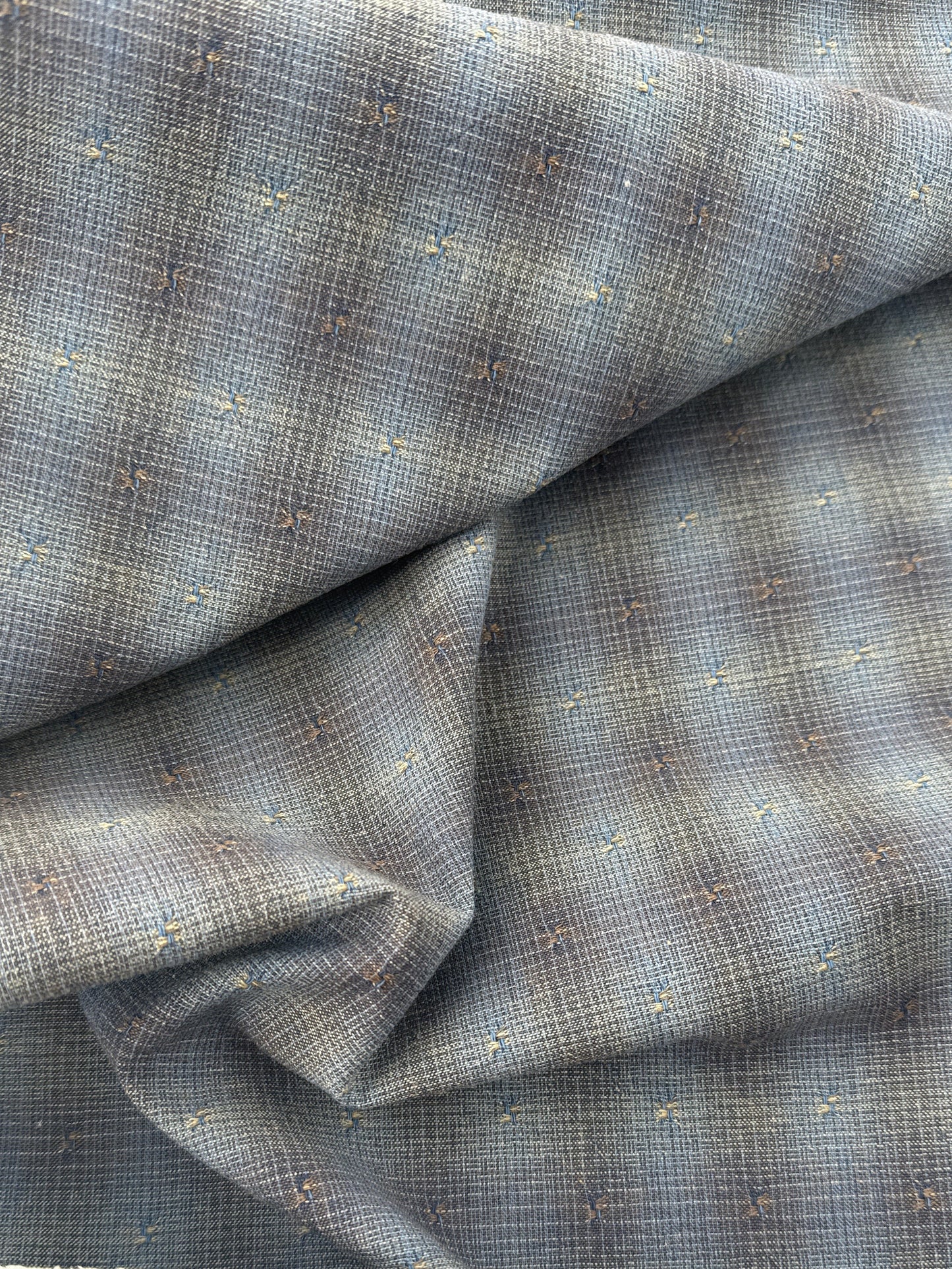 Japanese Cotton Yarn Dye Dobby, Bitter Check - Blue/Gray Ombre Plaid