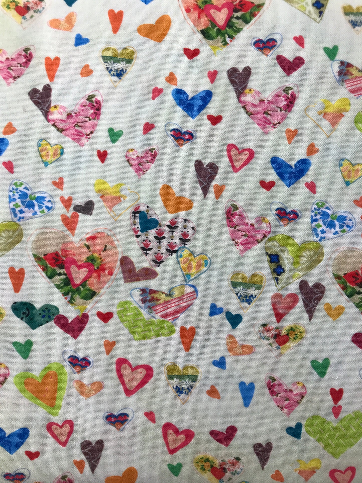 Cotton Sheeting, Hearts Light Sage