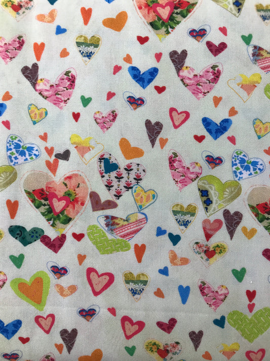 Cotton Sheeting, Hearts Light Sage