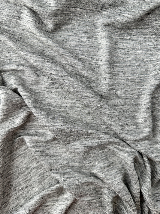 Linen Single Jersey – Gray/Ivory Stripe