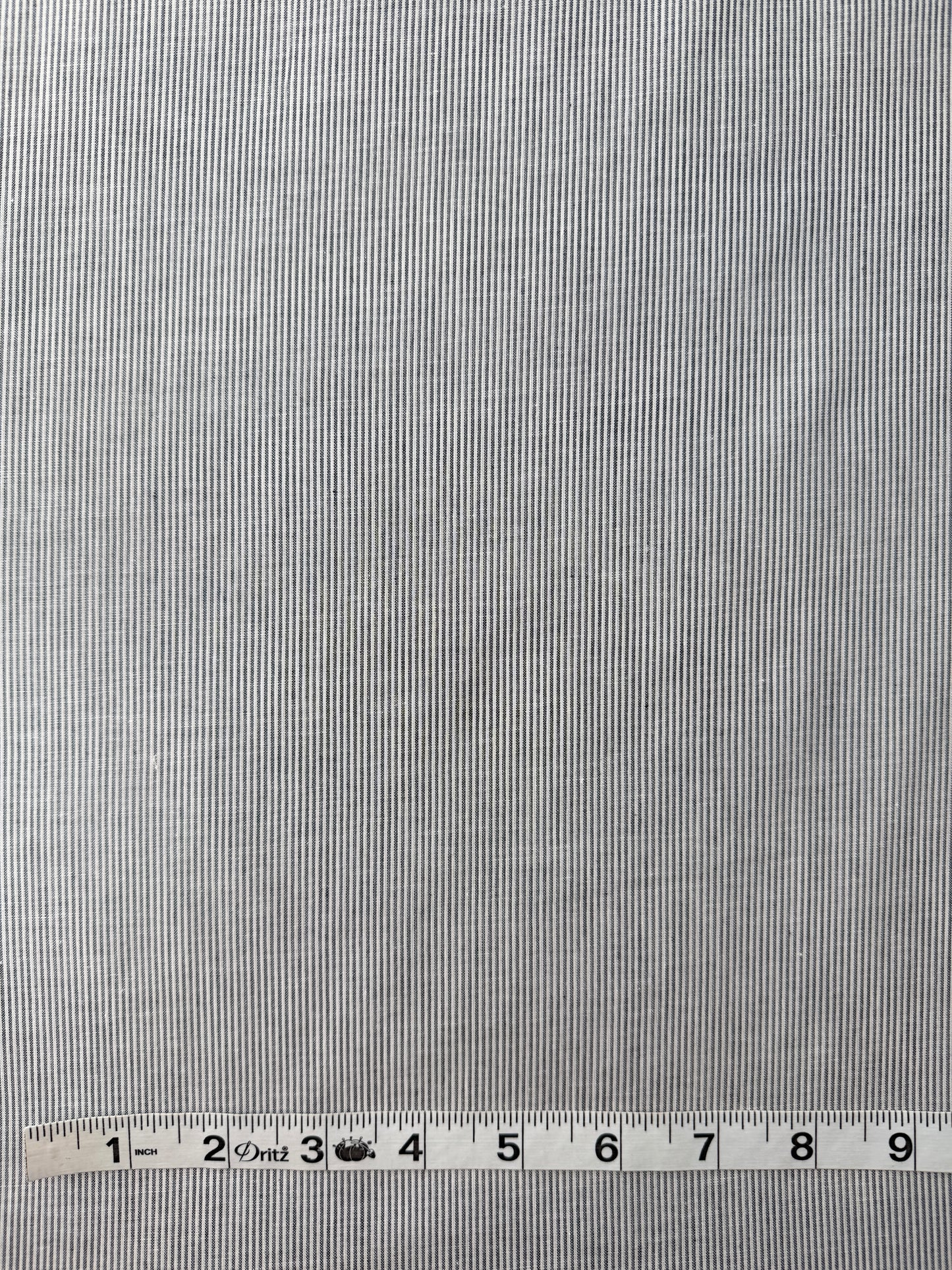 Cotton Shirting, Midnight/White Mini Stripe
