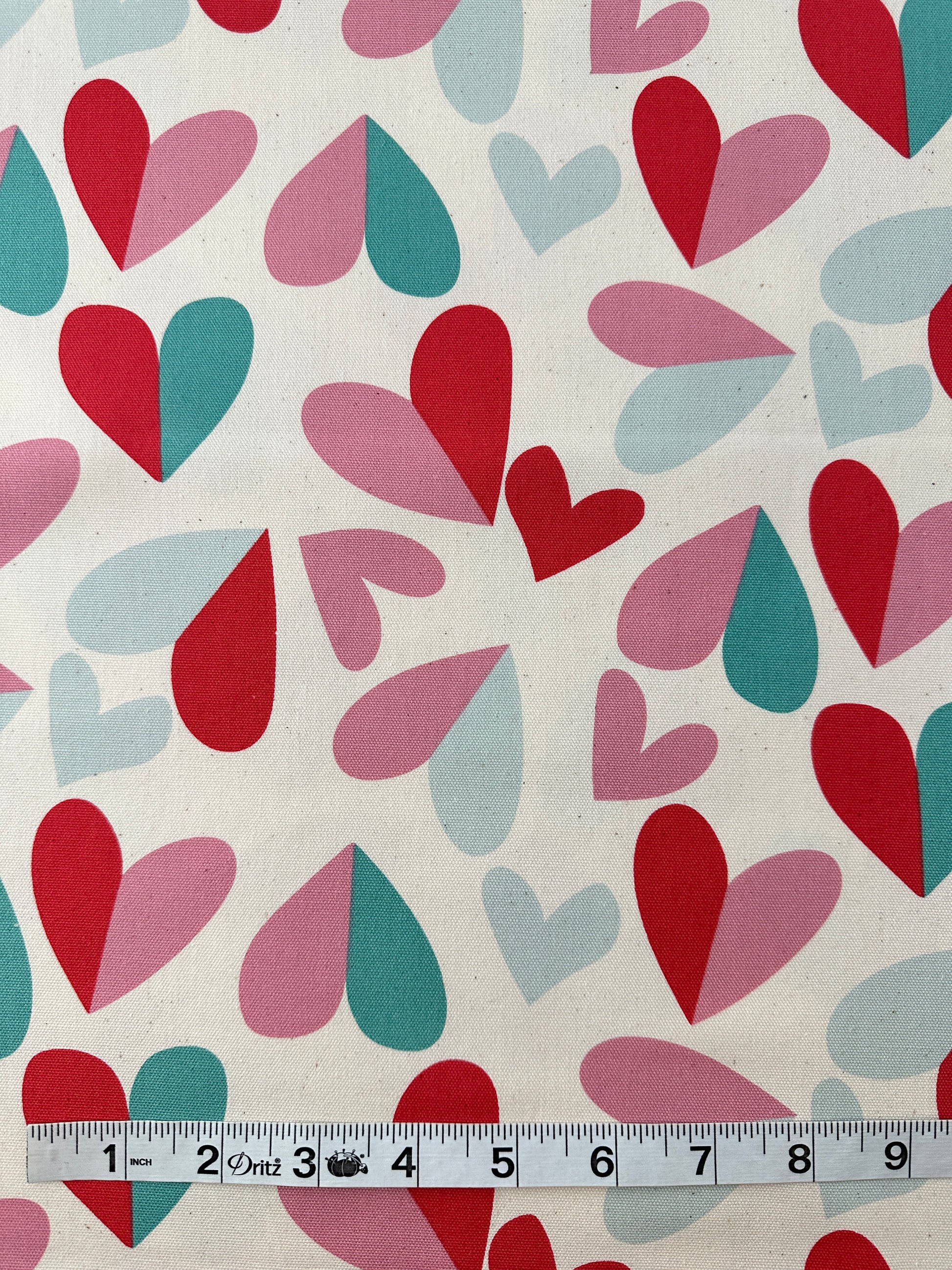 Kokka Cotton Oxford, Retro Charm Hearts – Creme