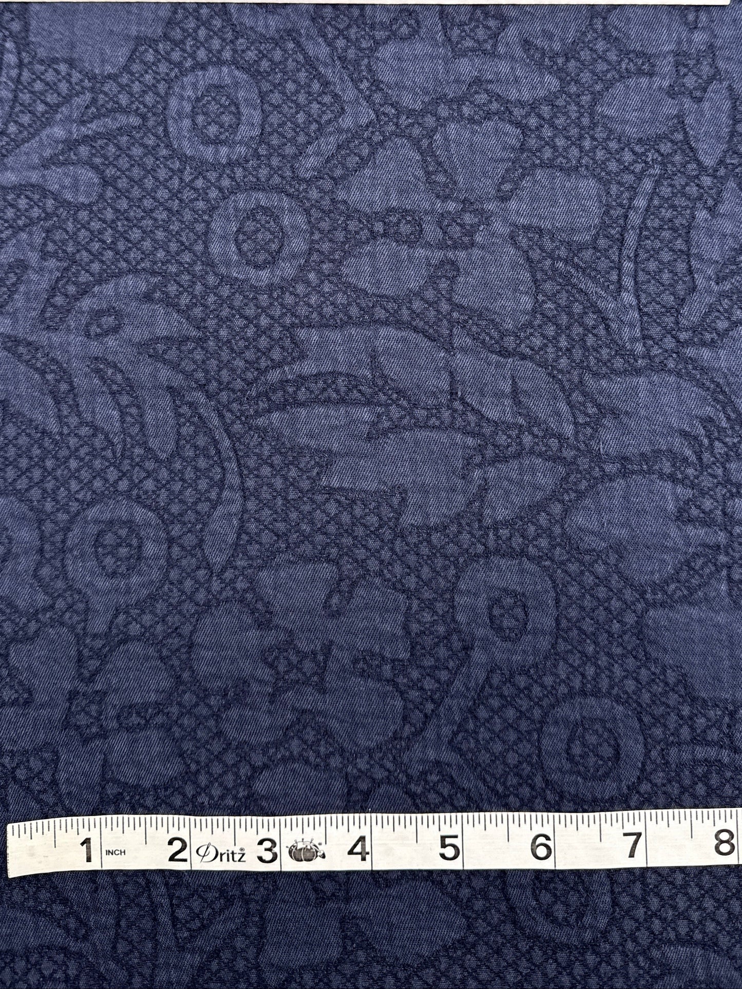 Tencel/Cotton Jacquard, Abstract Floral, Midnight Blue