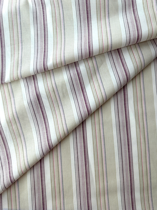 Cotton Stretch Shirting, Stripe, Lavender/Beige