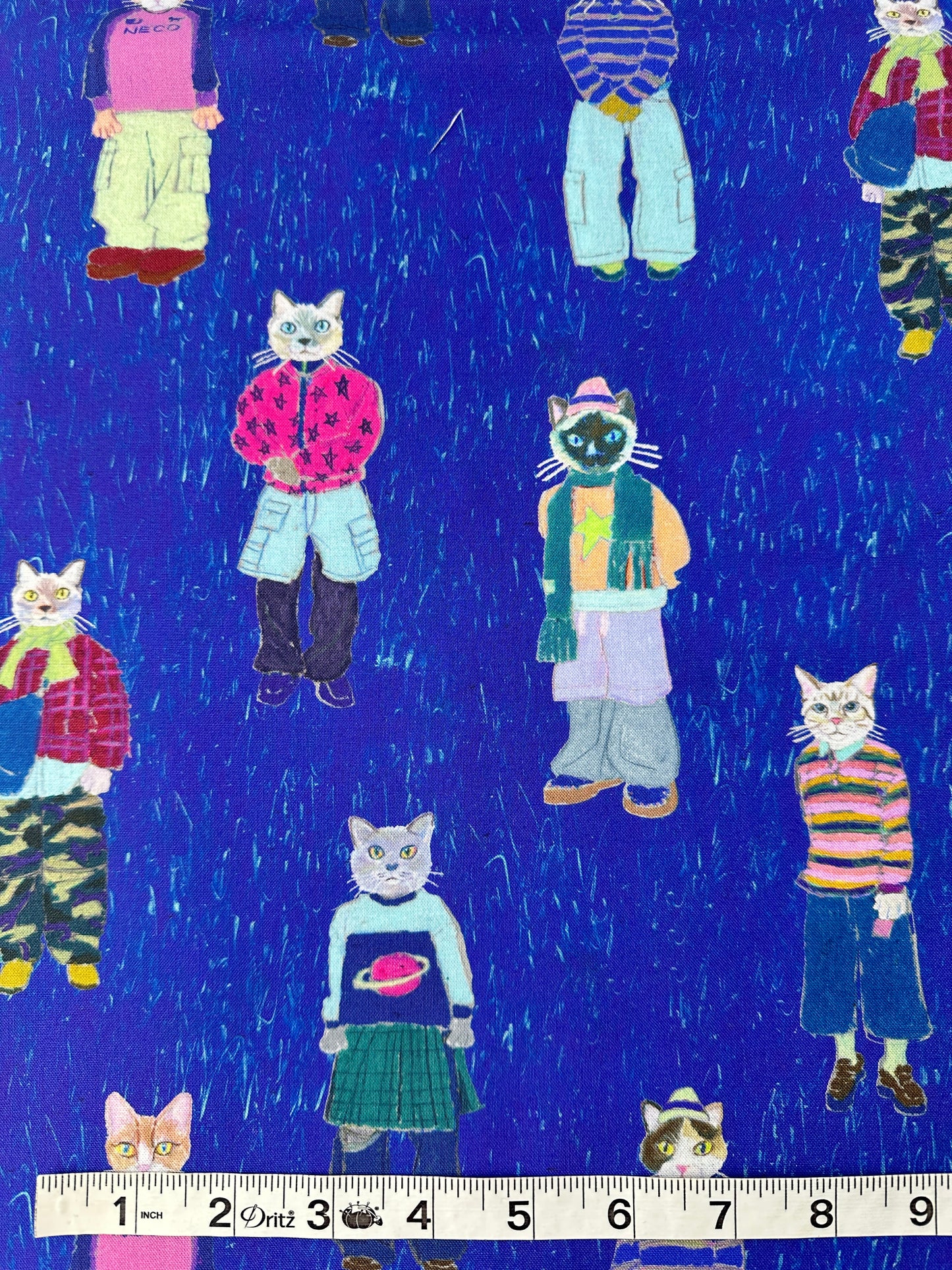 Japanese Cotton, Sheeting, Cats in Cargos – Violet