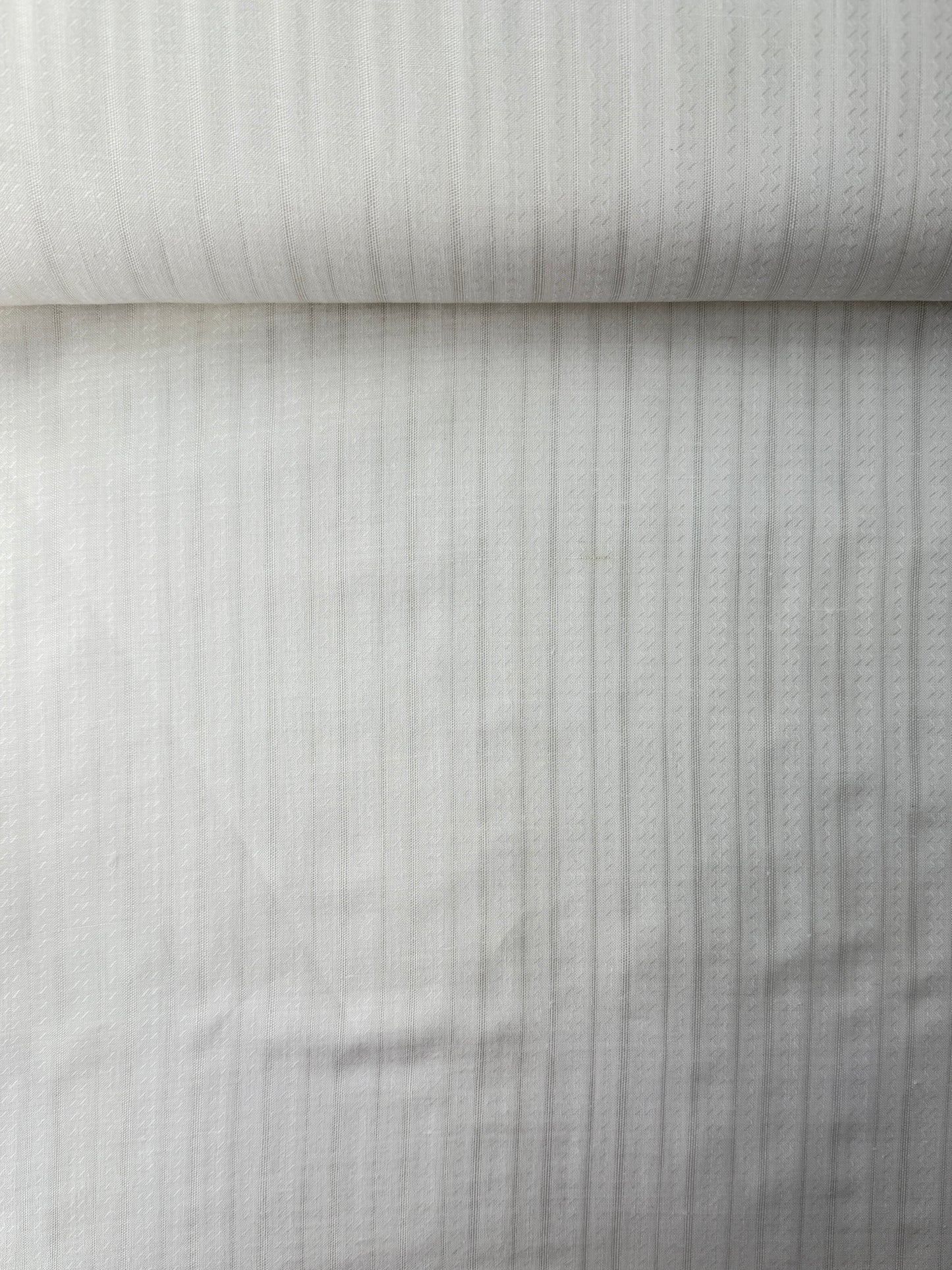Linen Tonal Vertical Stripe - White