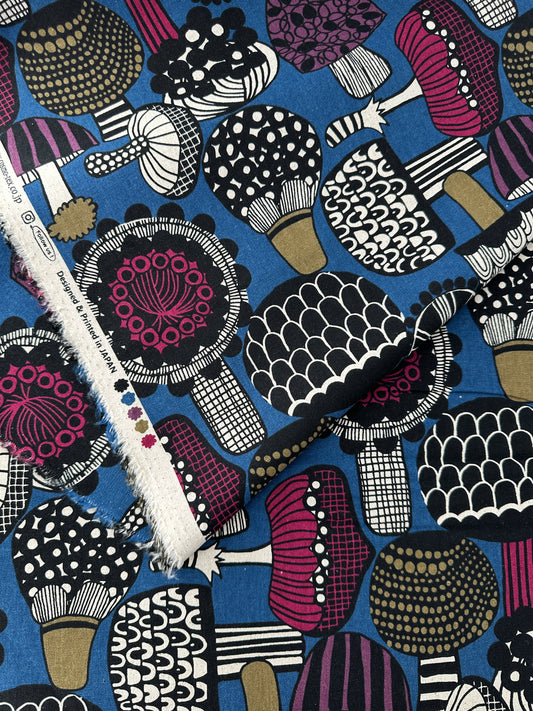 Japanese Cotton/Linen Canvas, Mushroom Print