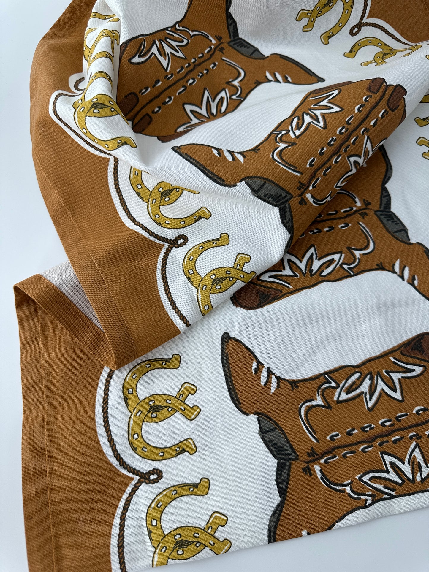 Cotton Toweling, Retro Cowboy Print, 16" wide