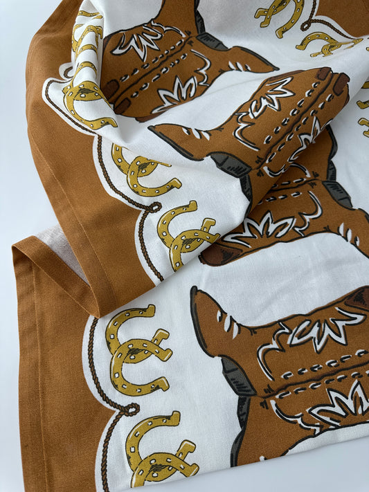 Cotton Toweling, Retro Cowboy Print, 16" wide