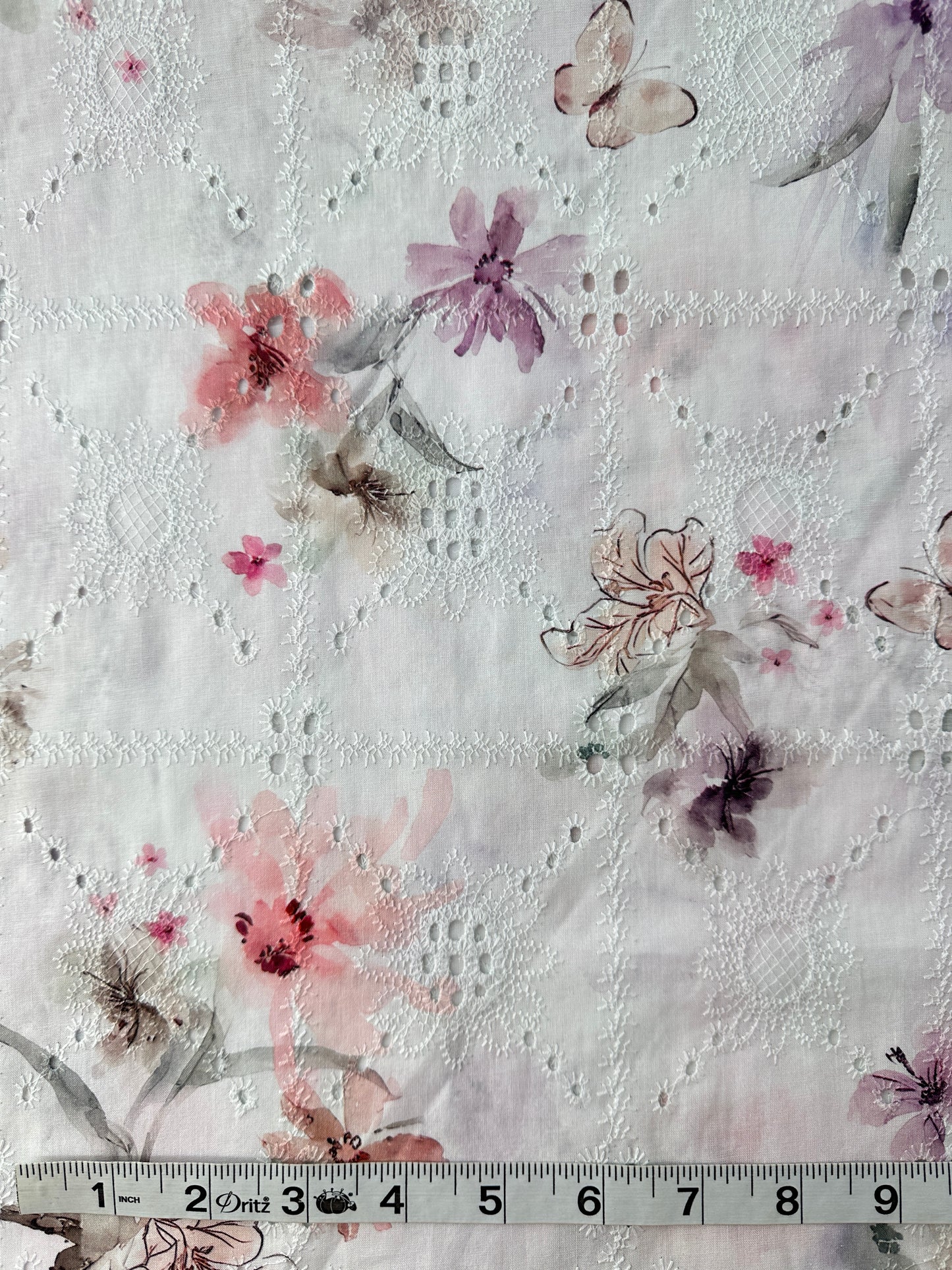 Cotton Lawn Eyelet Digital Print, Lavender Watercolor, 3.1 oz