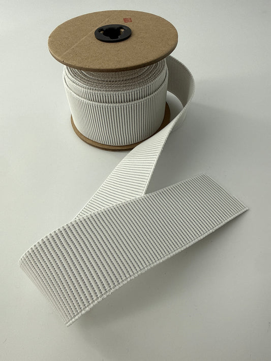 Elastic, Woven Rib Non-Roll, White, 2"