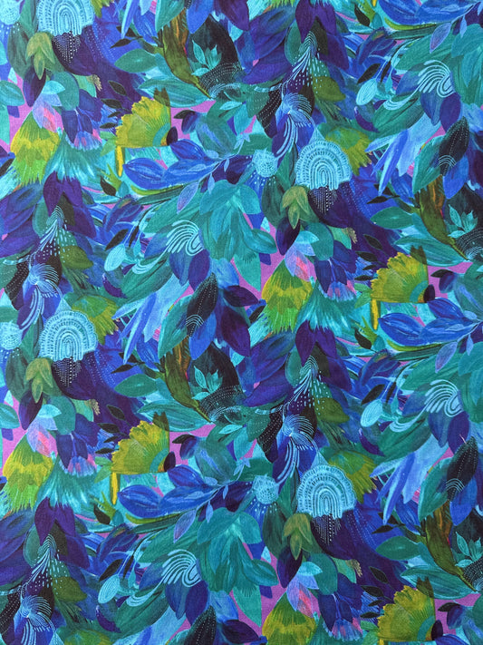 Cotton Sheeting, Exotica, Turquoise