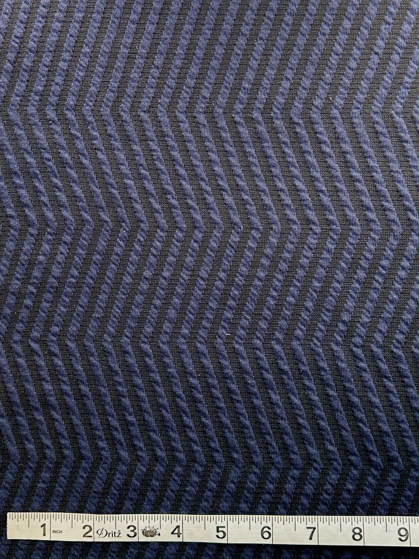 Designer Deadstock, Viscose Jacquard Knit, Chevron, Navy/Black