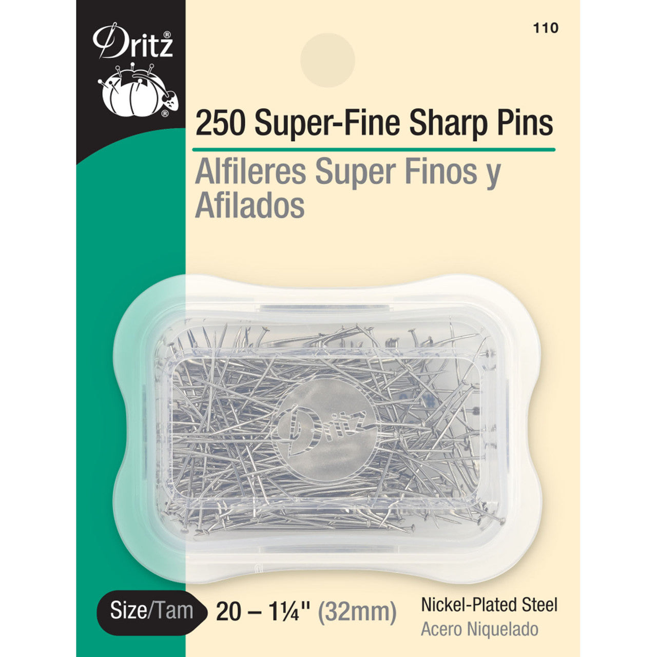 Pins, Superfine Sharp, Size 20, 1 1/4", 250 count