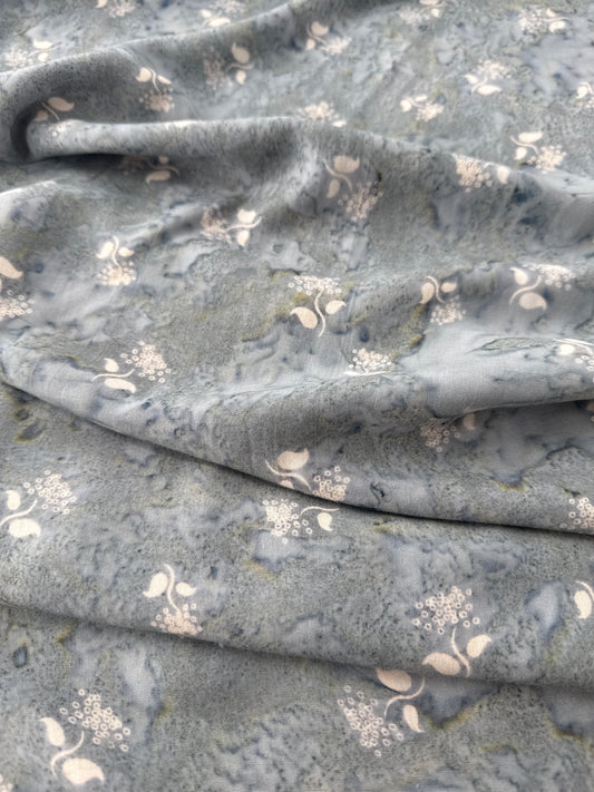 Rayon Challis, Watercolor Blossoms
