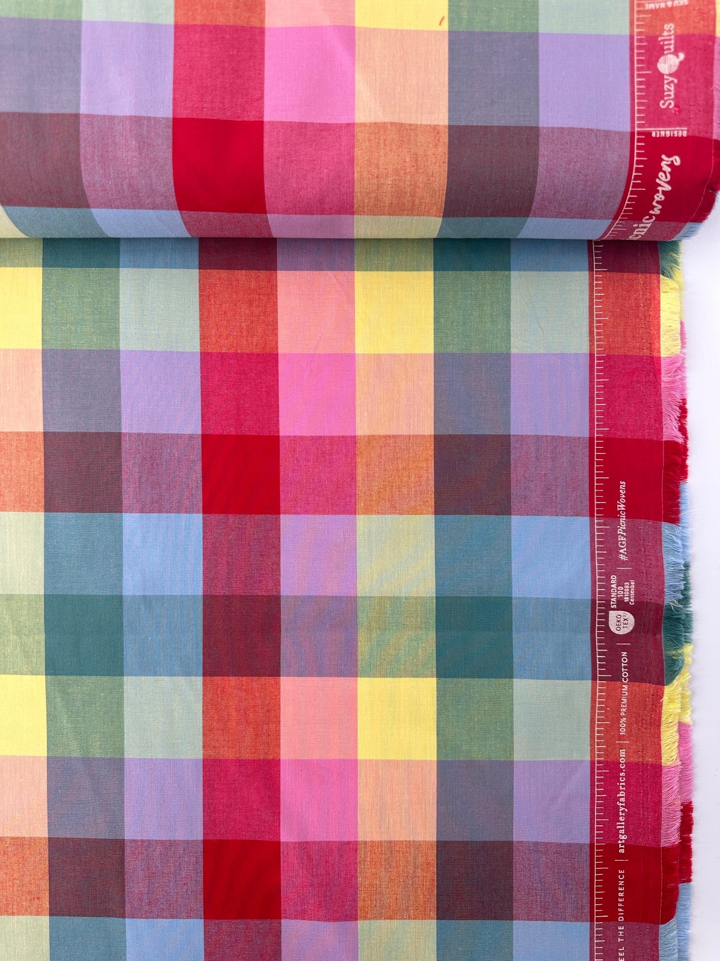 AGF Premium Cotton, Picnic Wovens, Large Plaid - Rainbow