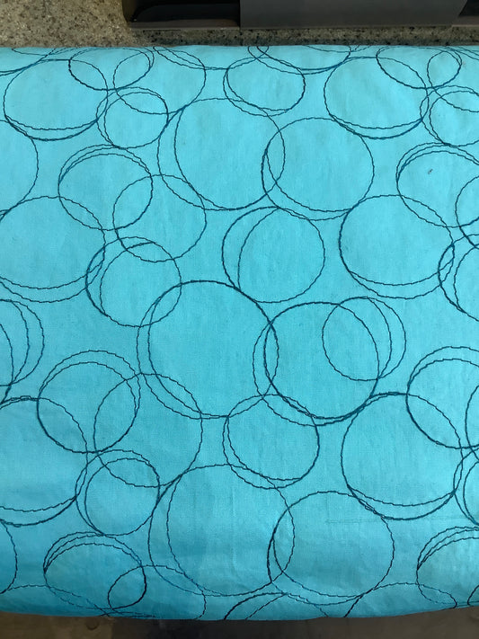 Embroidered Cotton Poplin, Turquoise/Blue