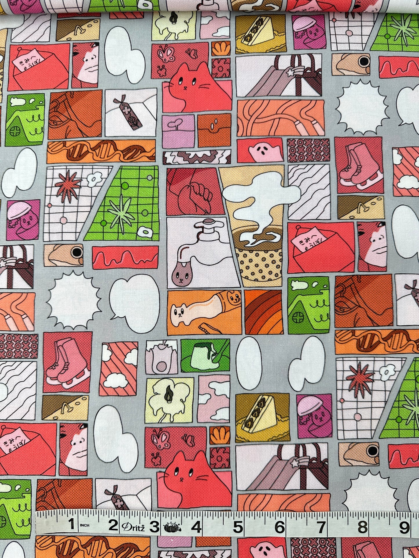 Japanese Cotton Sheeting, Digital Print - Cat/Ghost