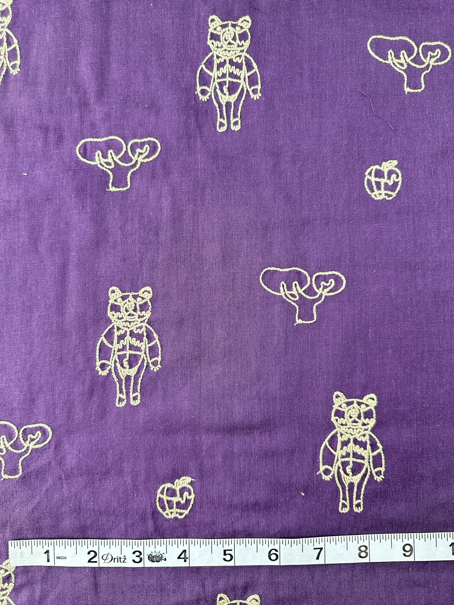 Japanese Cotton Double Gauze, HAyU Bear, Purple, 3.9 oz