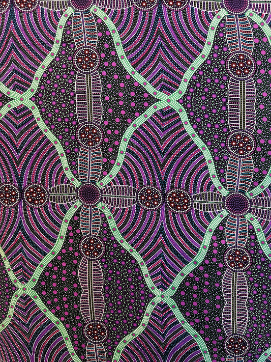 Cotton Sheeting, Aboriginal Prints, Cross Seeds, Purple