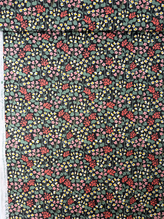 Kokka Cotton Lawn, Muddy Works, Garden - Black