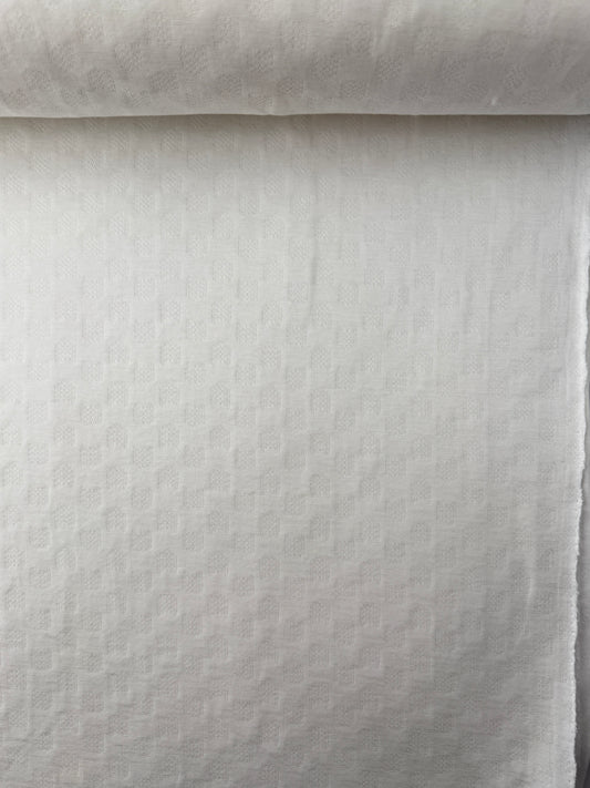 Designer Deadstock Tencel/Cotton Double Knit, Cat Heads - Off-White, 212 gsm