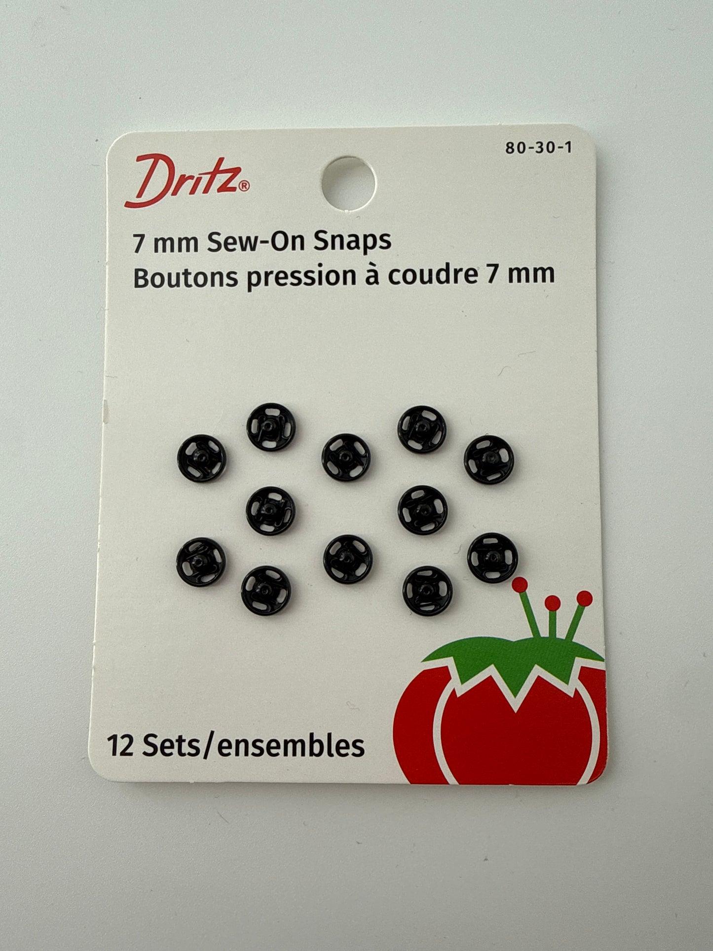Dritz Sew-On Snaps, Black, 7 mm