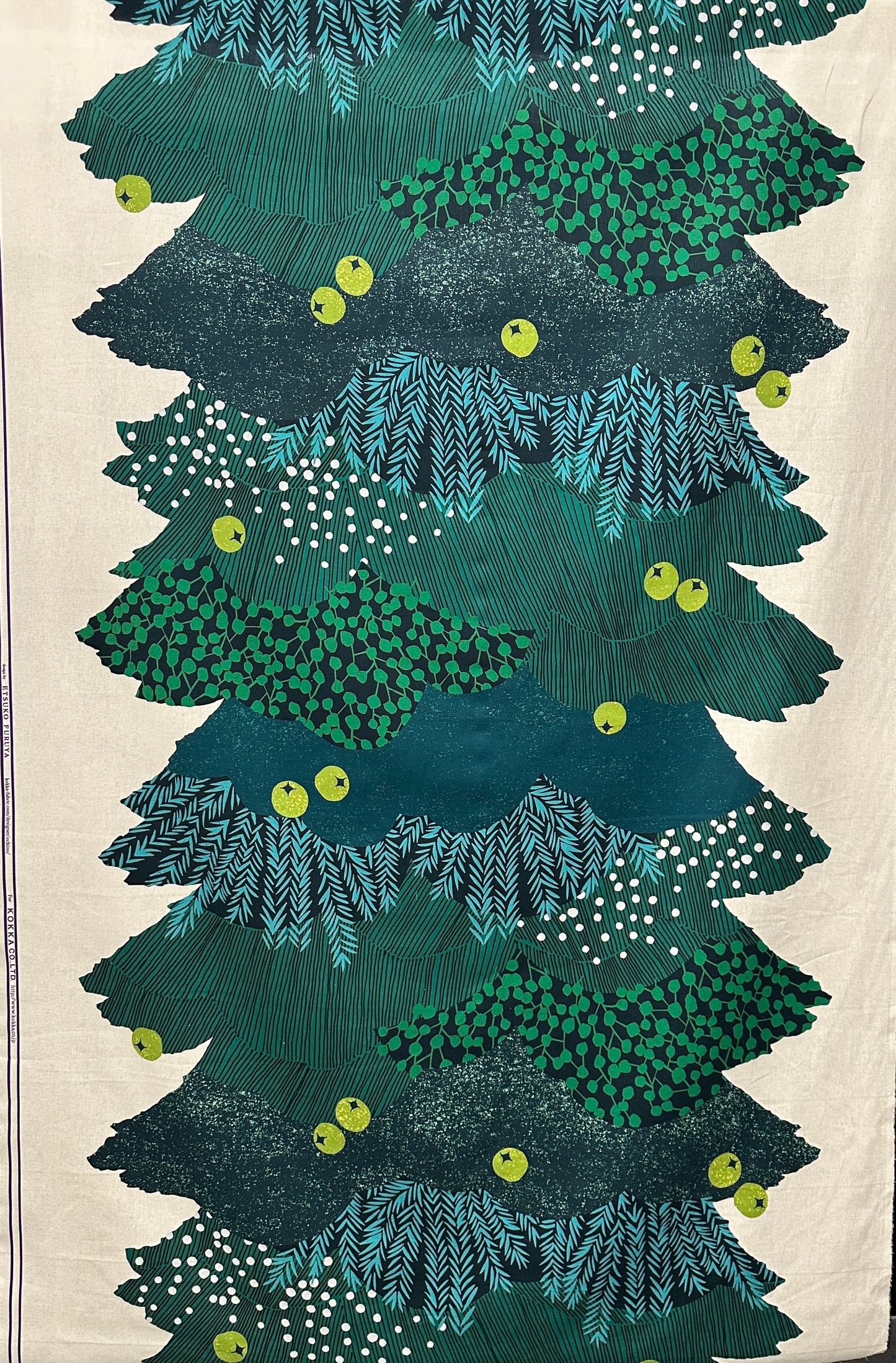 Japanese Cotton Linen Canvas Panel Print, Holiday Trees