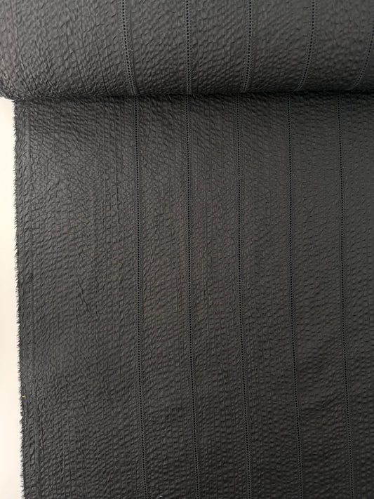 Japanese Cotton Seersucker Eyelet, Vertical Ladders, Black