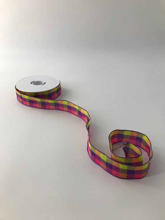 Taffeta Ribbon, Checkered, 1"