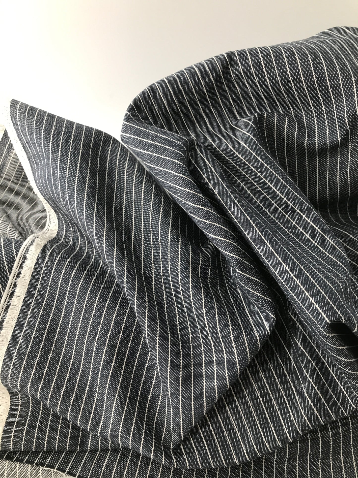 Japanese Denim, Cotton, Yarn Dyed 1/4” Stripe, 8 oz