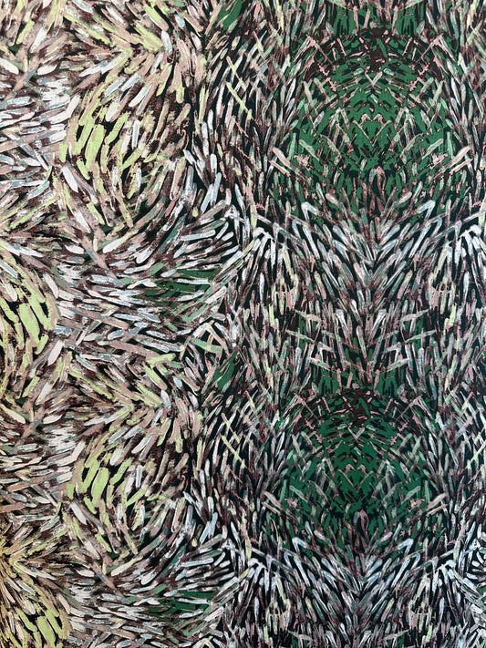 Cotton Sheeting, Aboriginal Prints, Bush Yam X2, Green