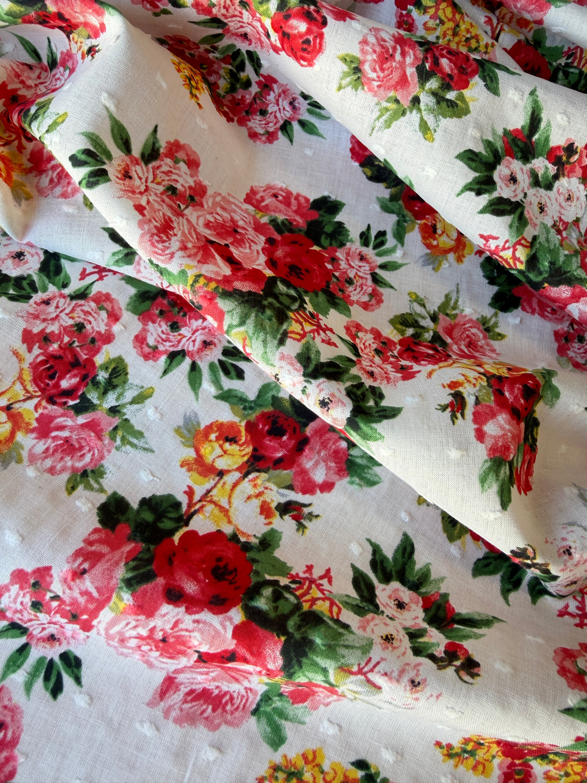 Cotton Lawn, Swiss-dot Floral