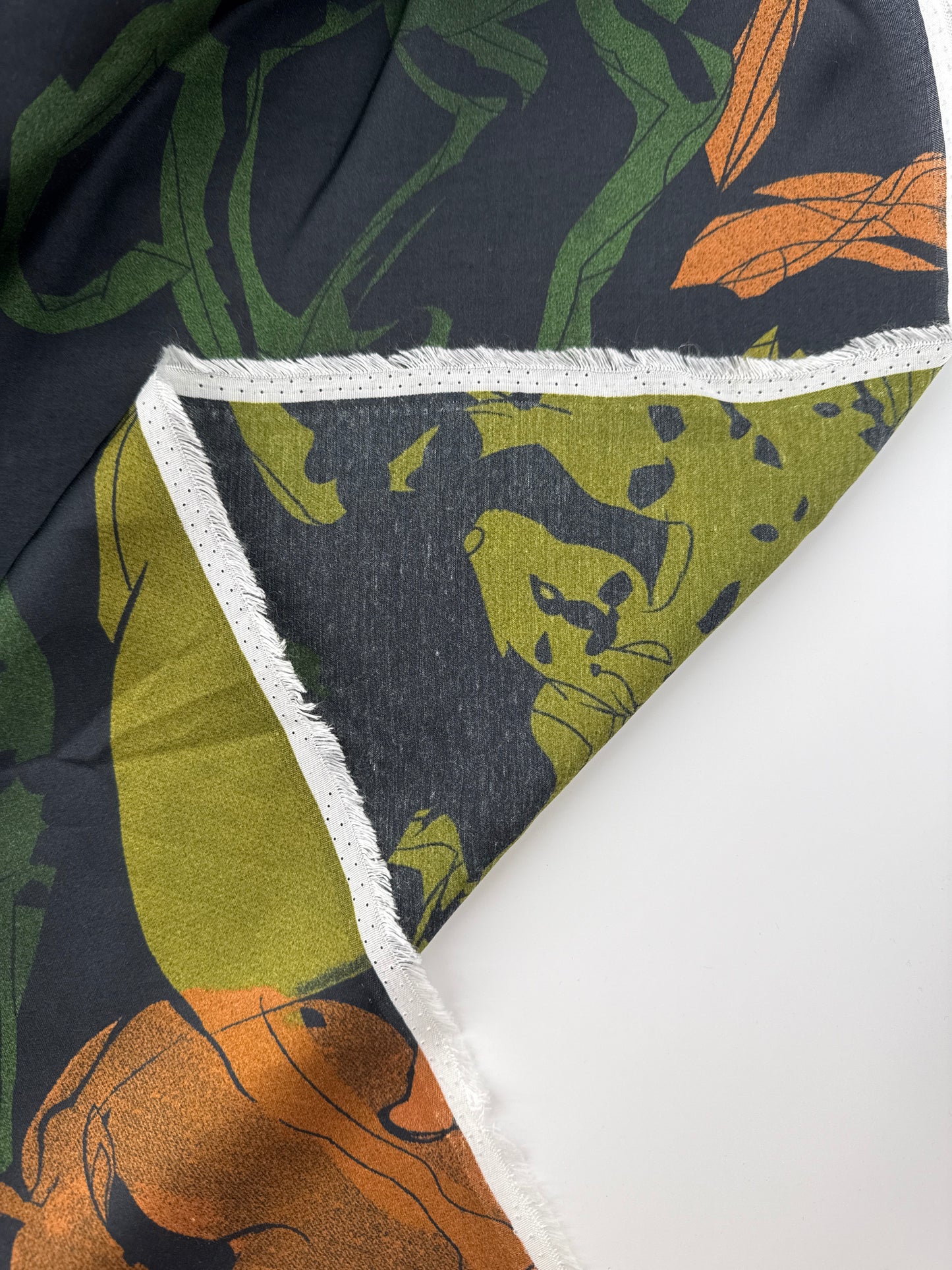 Rayon/Viscose Prints, Silky Handfeel – Black/Green