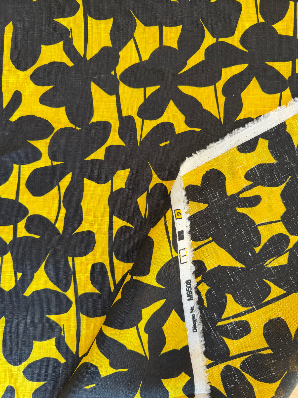 Linen, Black/Yellow Floral