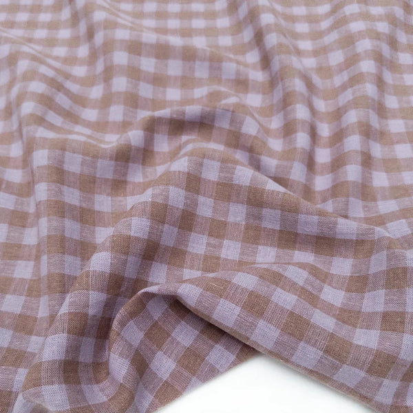 Cotton/Linen Yarn Dye Check, Lilac/Cocoa
