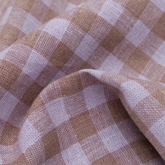 Cotton/Linen Yarn Dye Check, Lilac/Cocoa