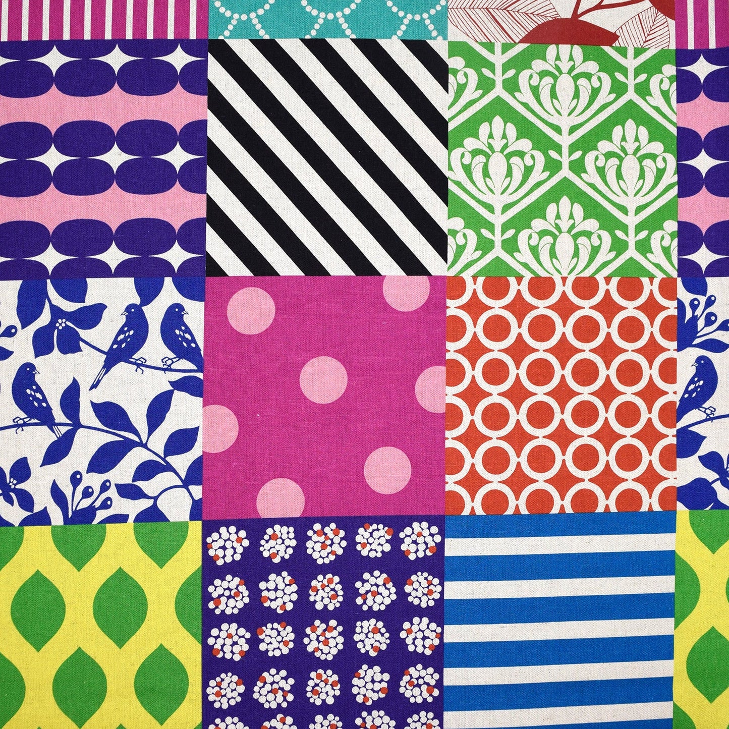 Echino Cotton/Linen Canvas, Piece, Multicolor Square Print