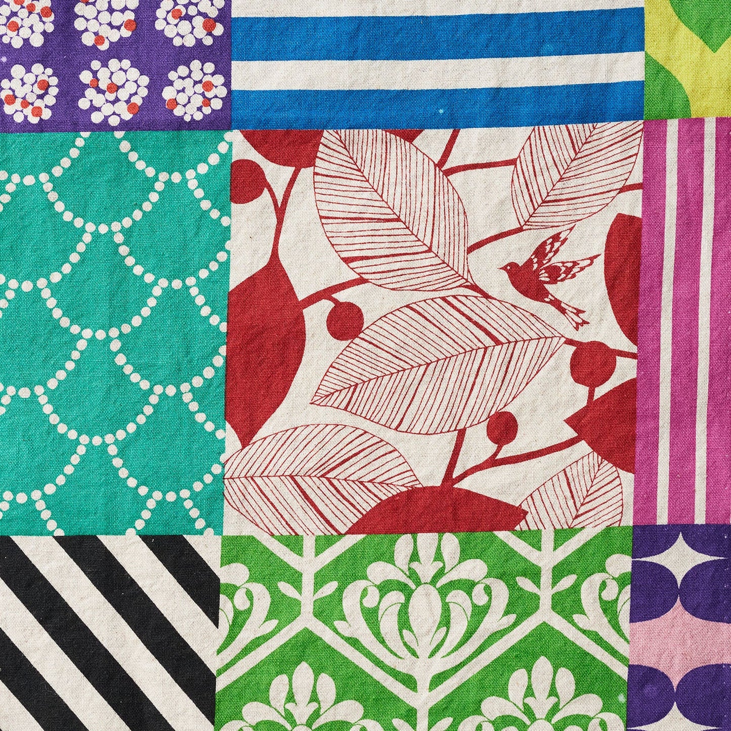 Echino Cotton/Linen Canvas, Piece, Multicolor Square Print