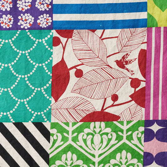 Echino Cotton/Linen Canvas, Piece, Multicolor Square Print