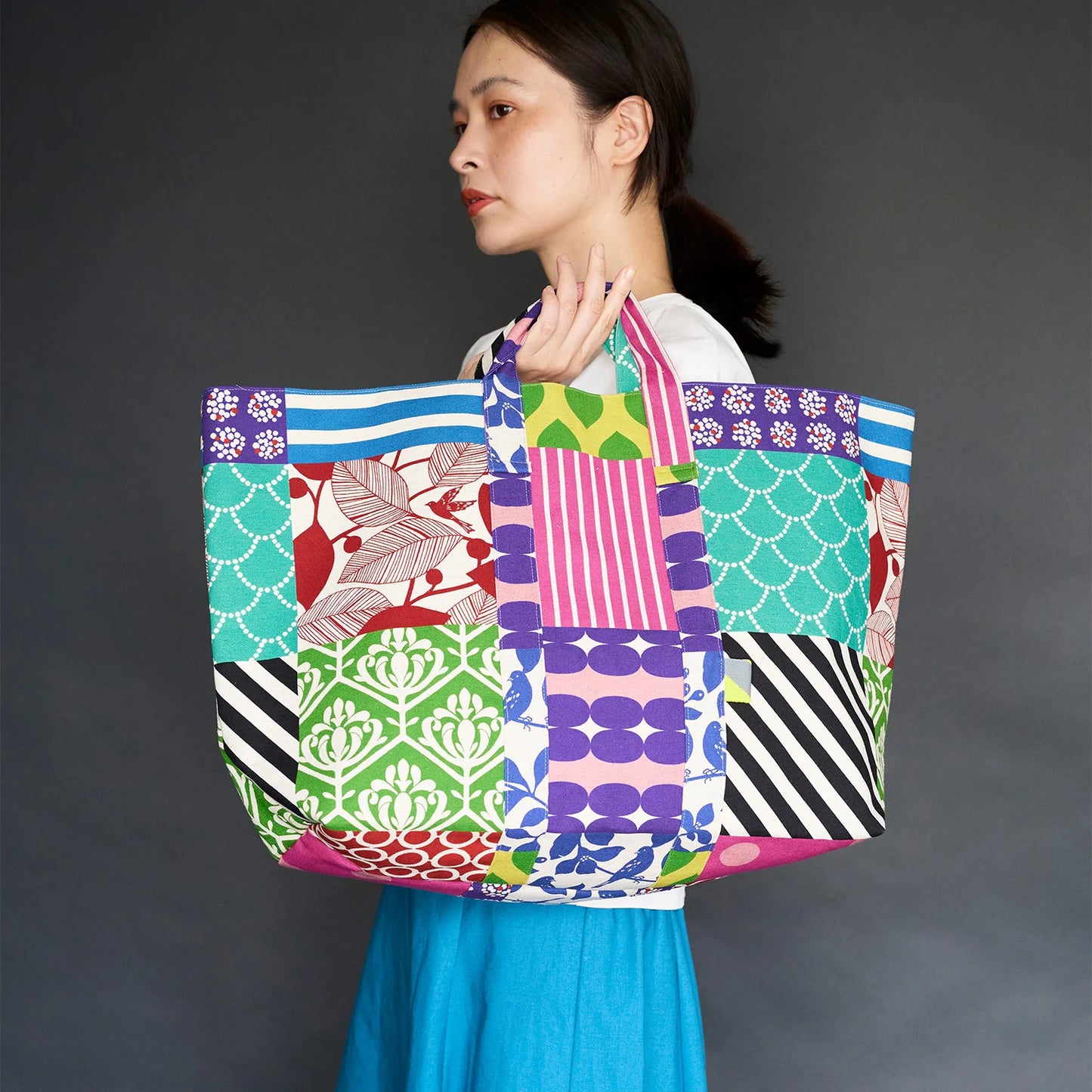 Echino Cotton/Linen Canvas, Piece, Multicolor Square Print
