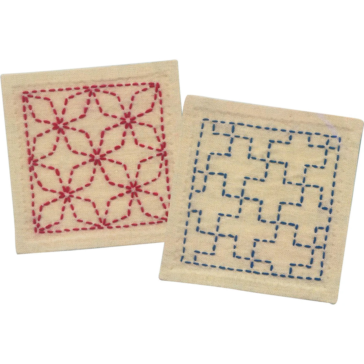 Sashiko Coaster Kit, Natural, Hidden, 2 coasters
