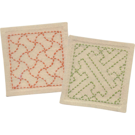 Sashiko Coaster Set, 2 coasters