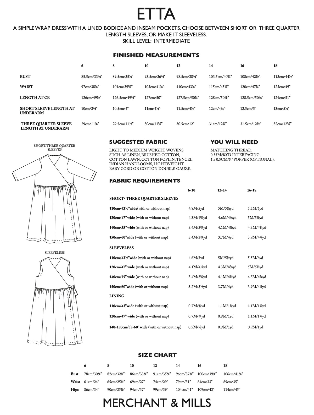 Merchant & Mills, Etta Dress, UK Size 6-18
