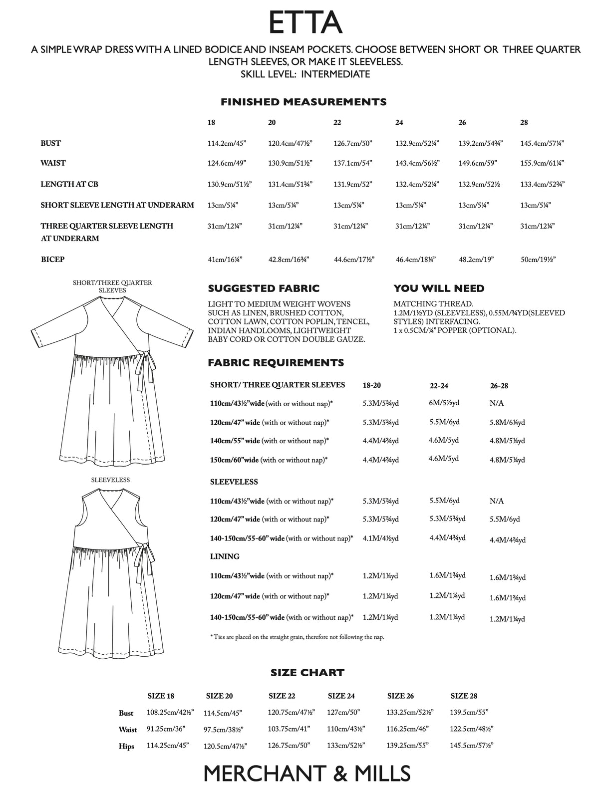 Merchant & Mills, Etta Dress, UK Size 6-18