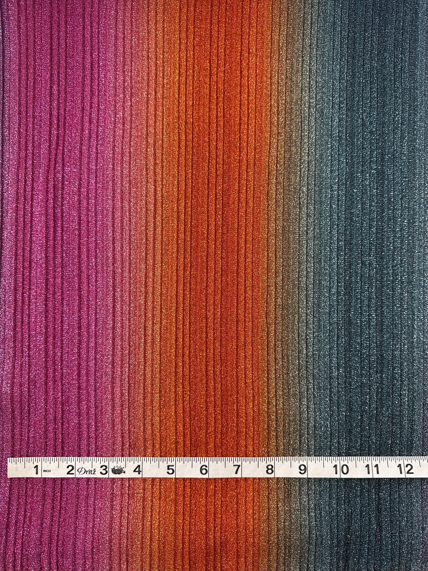 Polyester/Metallic Pleated Knit Ombre