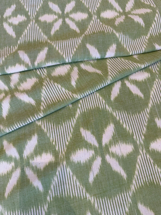 Handwoven Ikat, Green & White Starburst