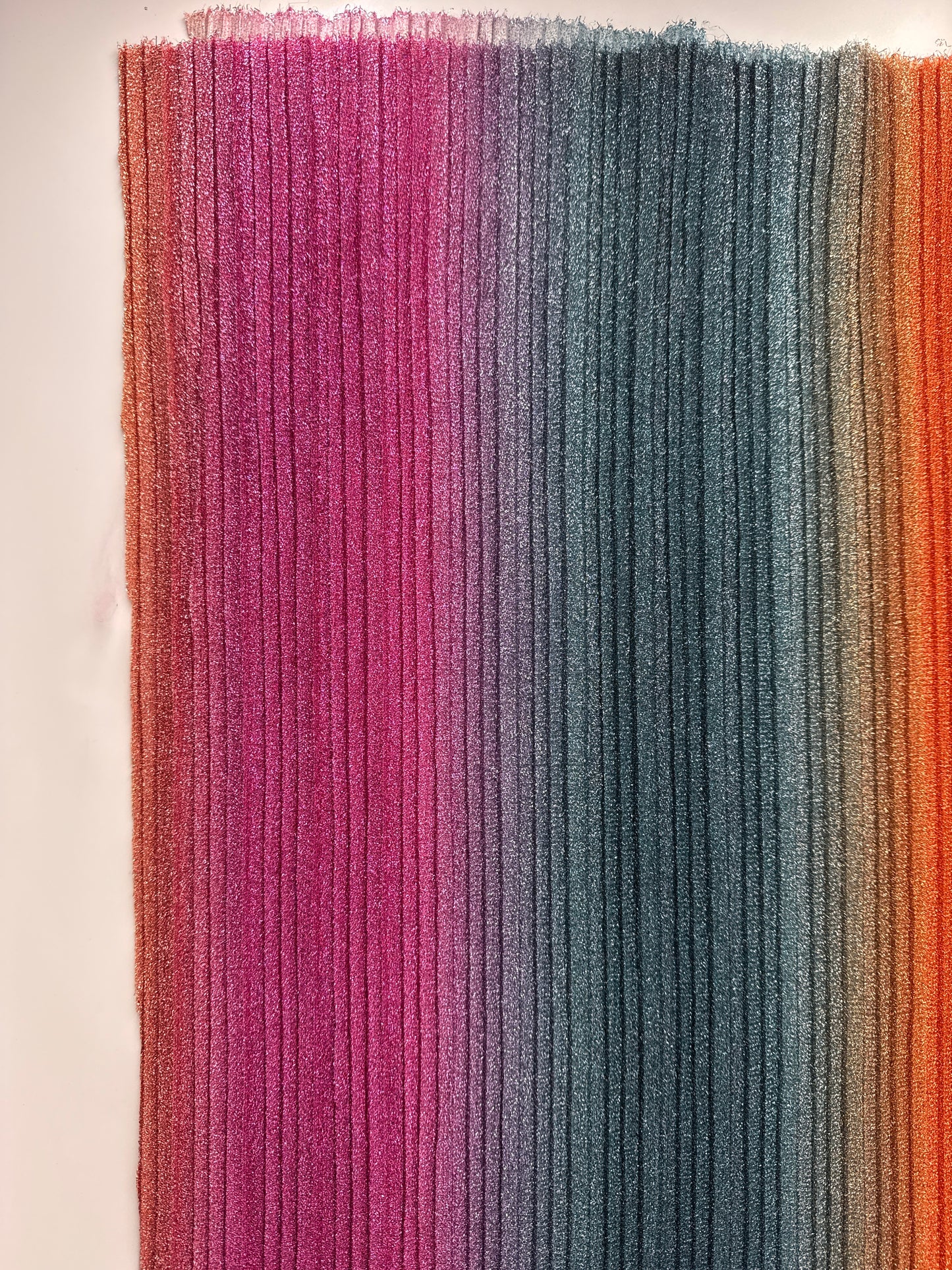 Polyester/Metallic Pleated Knit Ombre