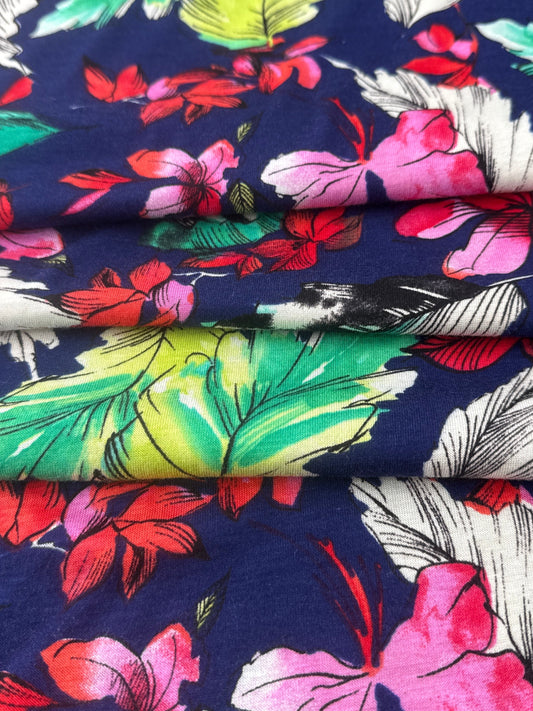 Designer Deadstock Rayon Spandex Jersey, Big Bright Floral, 150 gsm