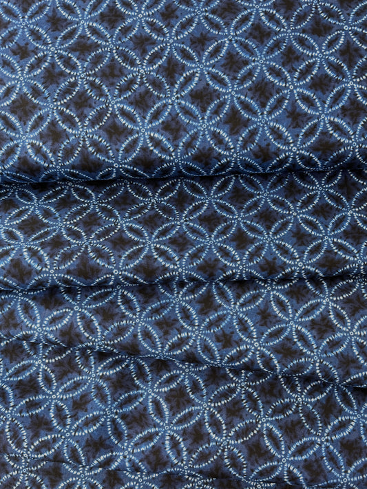 Sevenberry Cotton Shirting, Shibori Style - White Indigo Shippo